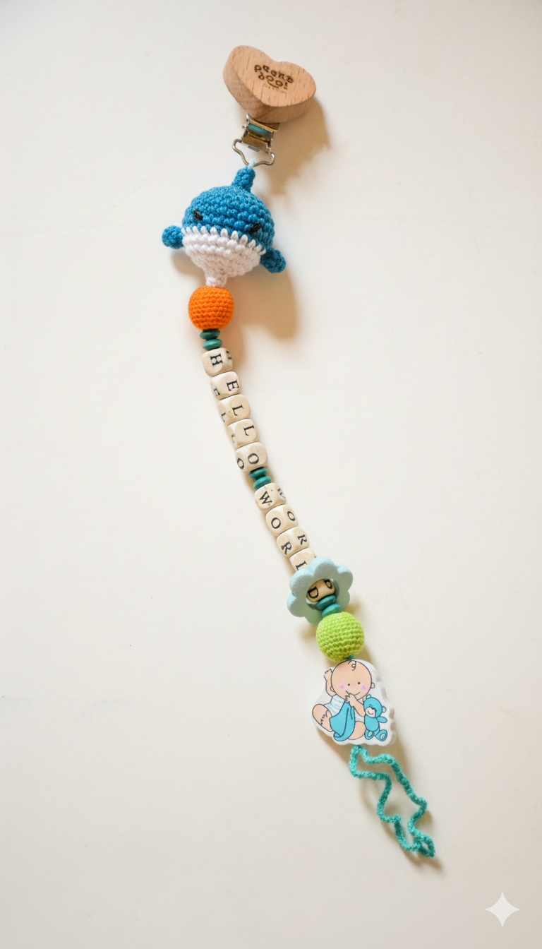 Santa Clause Rattle Finn the Whale the pacifier holder